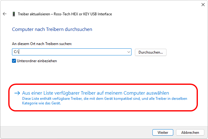 Treiber auswählen